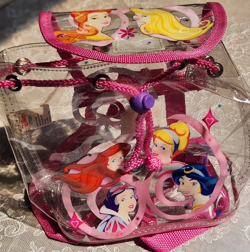 VINTAGE DISNEY PRINCESS Clear Plastic Small Backpack/Bag/Purse - Picture 7 of 10